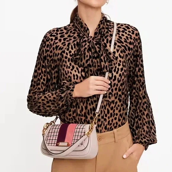 Kate Spade ♠️ Gramercy Racing Stripe Plaid Twill Small Shoulder Baguette Bag​​​ - Picture 3 of 8